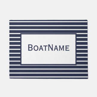 Navy Blue & White Boat Name Doormat