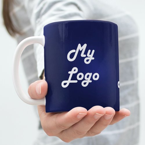 Navy blue white business logo coffee mug