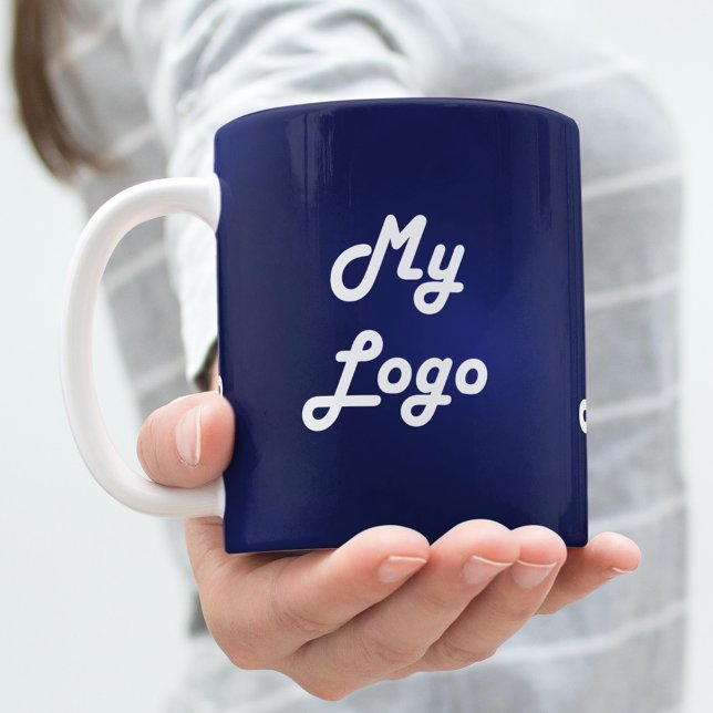 Navy blue white business logo coffee mug (Creator Uploaded)