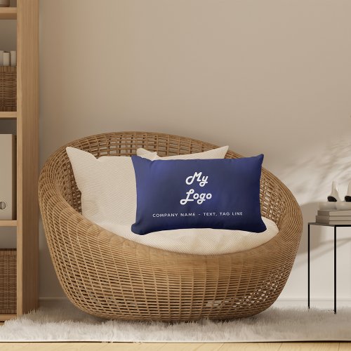 Navy blue white business logo elegant lumbar pillow