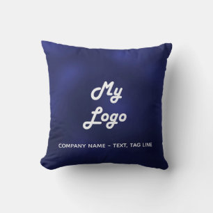Navy blue white business logo elegant throw pillow