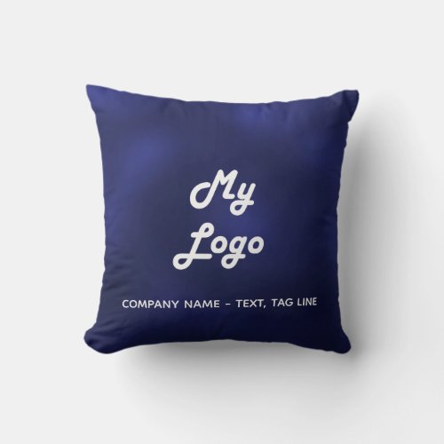 Navy blue white business logo elegant  throw pillow