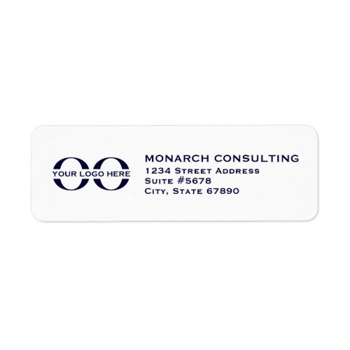 Navy Blue White Business Logo Return Address Label