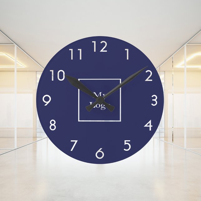 Navy blue white business logo round clock (Creator Uploaded)