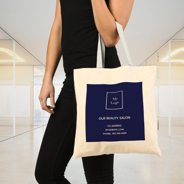Navy blue white business logo tote bag (Creator Uploaded)