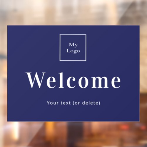 Navy blue white business logo  welcome window cling