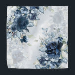 Navy Blue White Cascading Peonies Pocket Square Bandana<br><div class="desc">A navy blue and white cascading peonies wedding pocket square that matches the tie Navy & White Cascading Peonies Wedding Neck Tie featuring a watercolor painted bouquet of navy blue peonies,  silver eucalyptus greeneries with a dusty blue watercolor wash background.</div>
