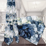 Navy Blue White Cascading Peonies Wedding Neck Tie<br><div class="desc">A navy blue and white wedding neck tie featuring watercolor painted peonies and eucalyptus greeneries with a white and dusty blue watercolor wash background. This is my top selling wedding neck tie. Wishing you all the best on your special day.</div>