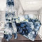 Navy Blue White Cascading Peonies Wedding