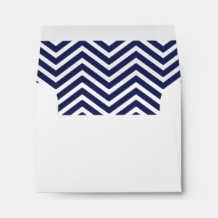 Navy Blue White Chevron Lined Envelope