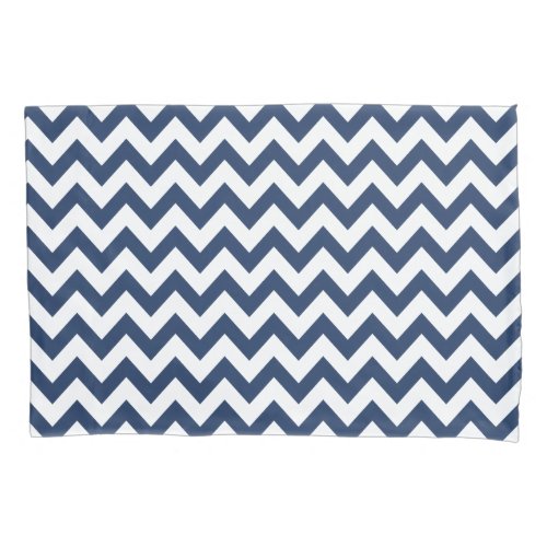 Navy Blue White Chevron Modern Pattern Pillow Case