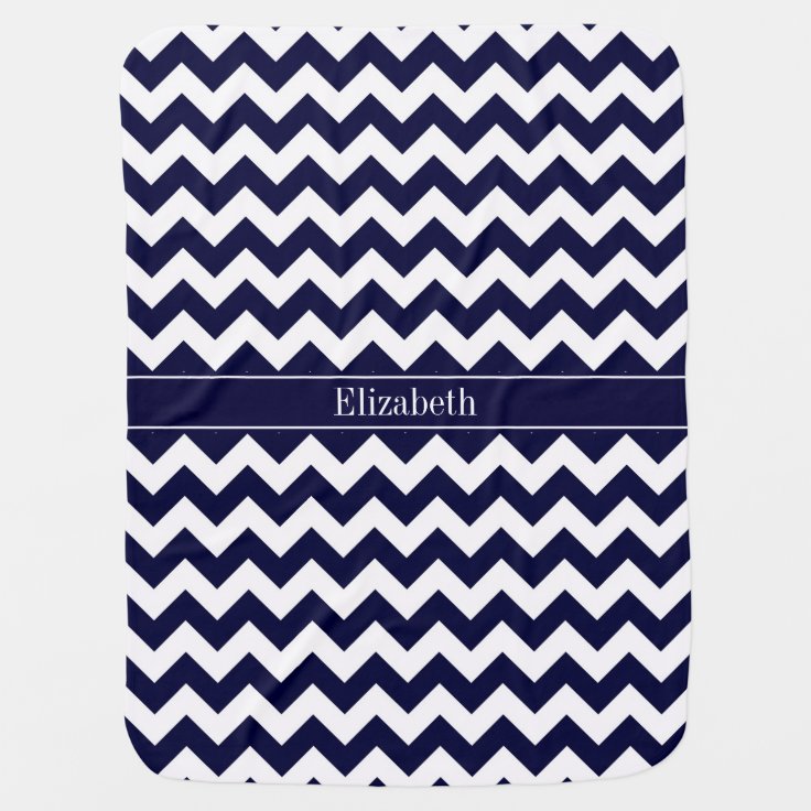 Navy Blue White Chevron Navy Name Monogram Swaddle Blanket Zazzle