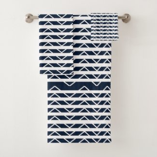 Navy Blue White Chevron Pattern  