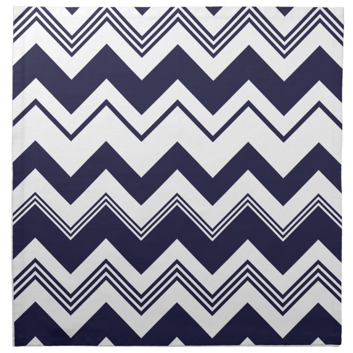 Navy Blue White Chevron Pattern Cloth Napkin
