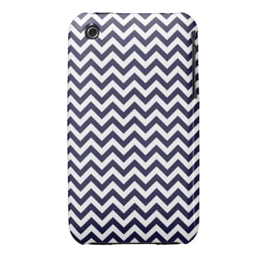 Navy Blue White Chevron Pattern iPhone 3 Case