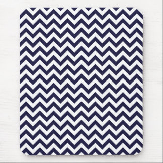 Navy Blue White Chevron Pattern Mouse Pad