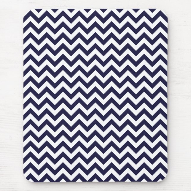 Navy Blue White Chevron Pattern Mouse Pad (Front)