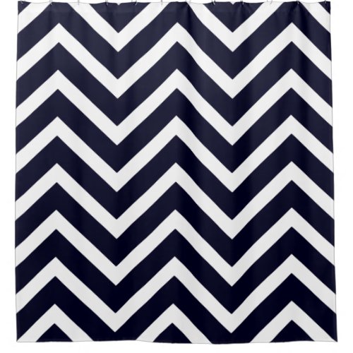 Navy blue white chevron  Pattern Shower Curtain