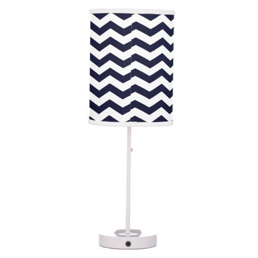 Navy Blue & White Chevron Pattern Table Lamp (Back)