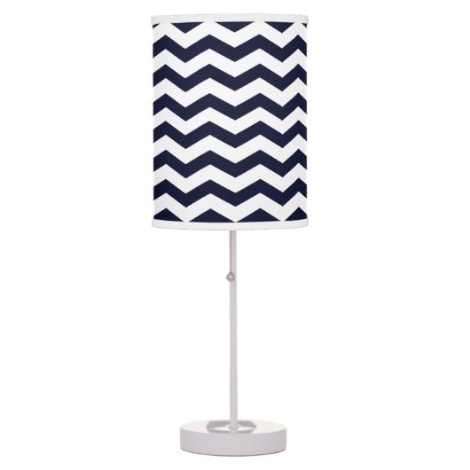 Navy Blue & White Chevron Pattern Table Lamp (Front)