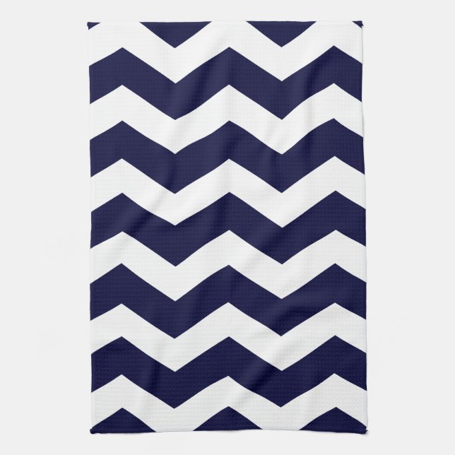 Navy Blue & White Chevron Towel (Vertical)
