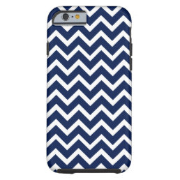 Navy Blue &amp; White Chevron Zigzag Pattern Tough iPhone 6 Case