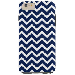 Navy Blue &amp; White Chevron Zigzag Pattern Tough iPhone 6 Plus Case