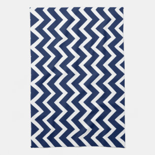 Navy Blue & White Chevron Zigzag Pattern Towel
