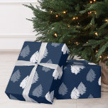 Navy Blue White Christmas Tree Pattern Wrapping Paper<br><div class="desc">This simple Christmas tree pattern wrapping paper roll features a modern navy blue and white design. A unique way to wrap your holiday presents this festive season. You can change the background color to any of your choice.</div>