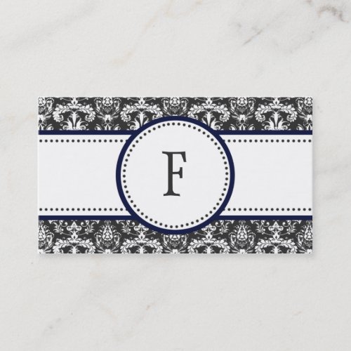Navy Blue &amp; White Classic Damask Mommy Calling / Business Cards