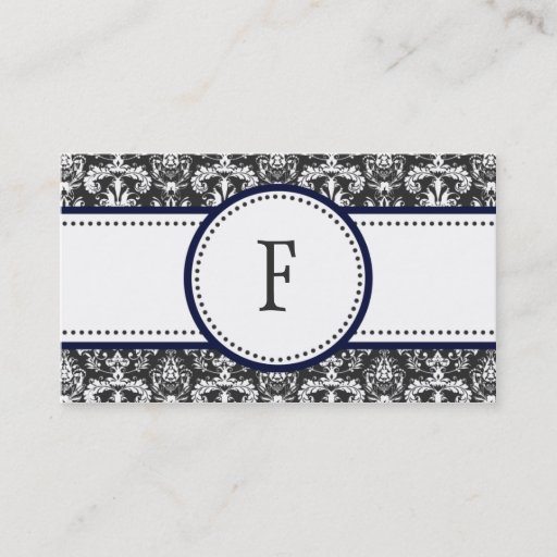 Customizable Navy Blue &amp; White Classic Damask Mommy Calling / Business Cards