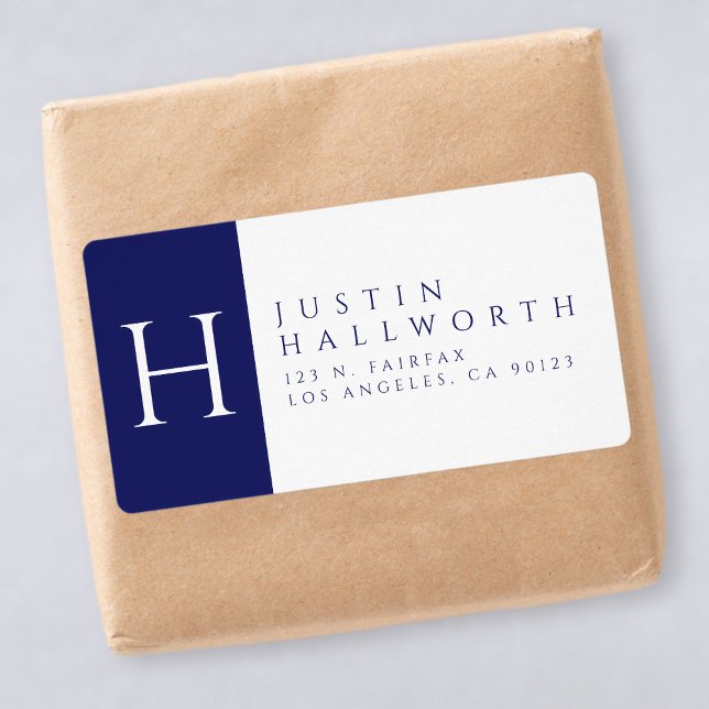 Navy Blue & White | Classy Return Address Label (Creator Uploaded)