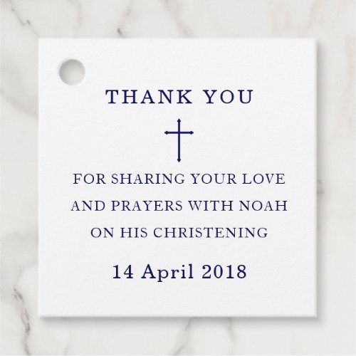 Navy Blue White Cross  Thank You Gift Tag