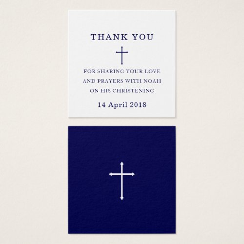 Navy Blue White Cross  Thank You Gift Tag