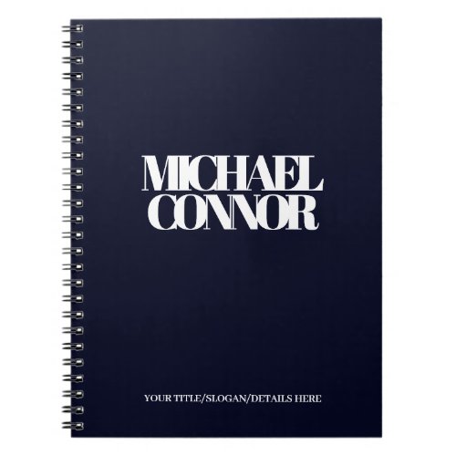 Navy Blue White Custom Business Notebook