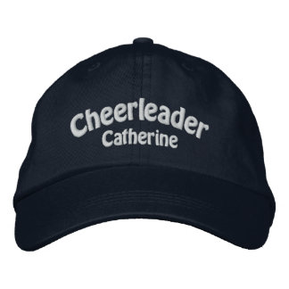 Navy Blue & White Custom Cheerleader's Embroidered Baseball Cap