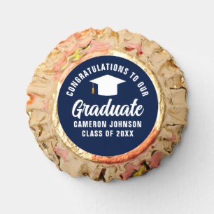 Navy Blue White Custom Graduation Party Reese's Peanut Butter Cups