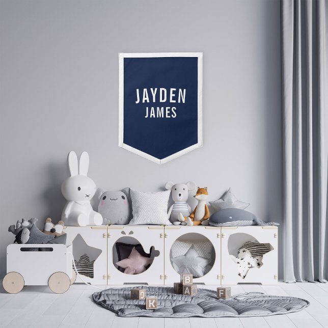 Navy Blue White Custom Name Boy Bedroom Decor Wall Pennant (Navy Blue White Custom Name Boy Bedroom Decor Wall Pennant
)