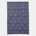Navy Blue &amp; White Damask Kitchen Towel