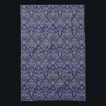 Navy Blue & White Damask Kitchen Towel<br><div class="desc">Simple and elegant Navy Blue & White Damask Kitchen Towel.</div>