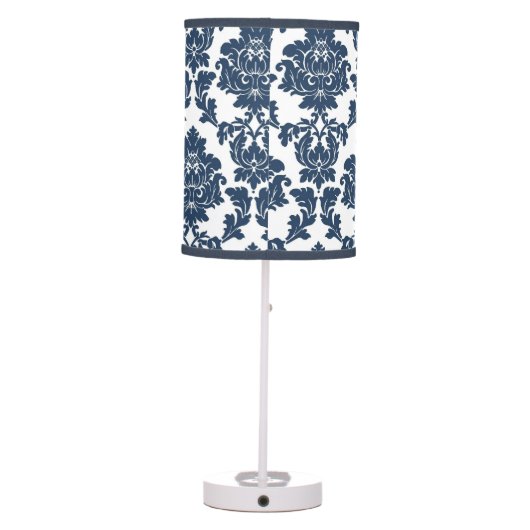 Navy Blue - White Damask Lamp Shade (Back)