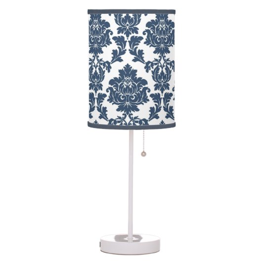 Navy Blue - White Damask Lamp Shade (Left)