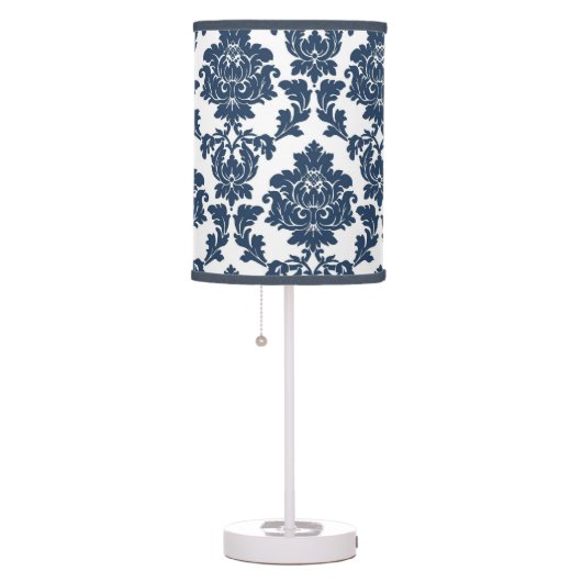 Navy Blue - White Damask Lamp Shade (Right)