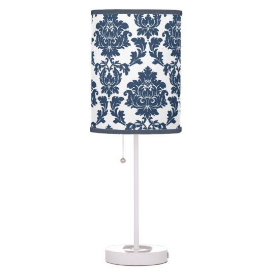 Navy Blue White Damask Lamp Shade Zazzle Com Navy Blue White Damask Lamp Shade