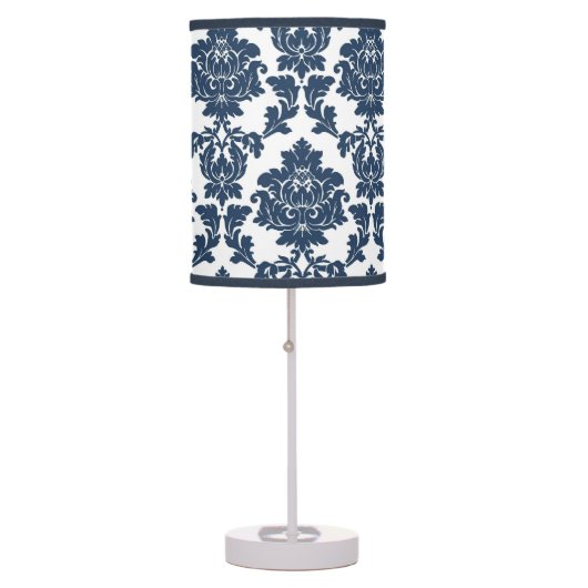 Navy Blue - White Damask Lamp Shade (Front)