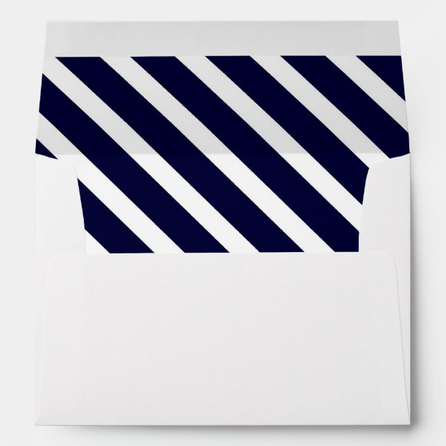 Navy Blue White Diagonal Stripe #1 A7 5x7 Envelope (Back (Bottom))