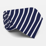 Navy Blue White Diagonal Stripes Tie