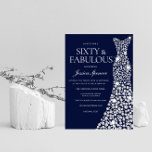 Navy Blue White Diamond Dress 60TH birthday Party Invitation<br><div class="desc">Navy Blue White Diamond Dress 60th Birthday Party Sixty & Fabulous Invite

Variations to the invitation and matching items in our store</div>