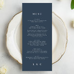 Navy Blue White Elegant Classic Wedding Menu<br><div class="desc">slim menu to match the collection
*if you would like more paper options this design can be transferred to a slim program
*or for more help contact me</div>