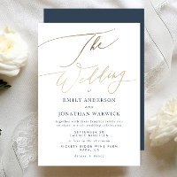 Navy Blue White Elegant Faux Gold The Wedding